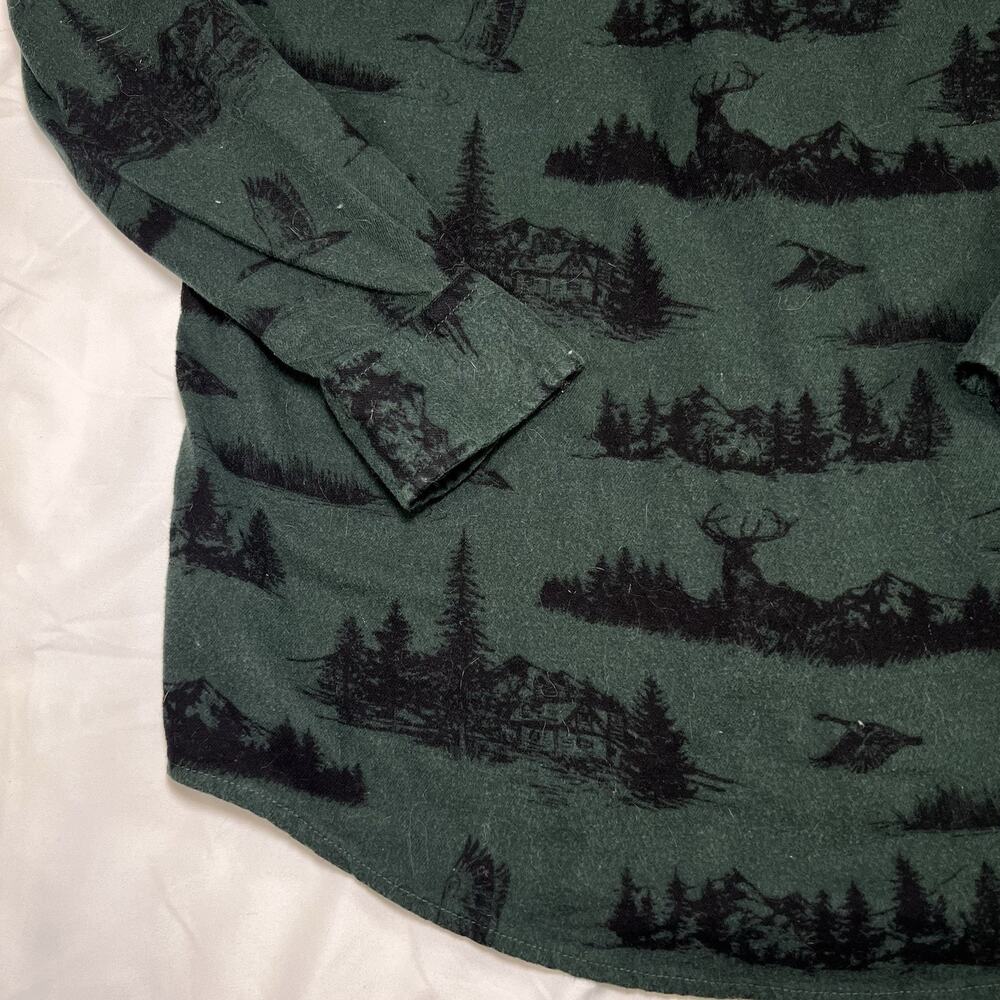 Chaps Performance Flannel Shirt Men's Size M Green Soft Hunting Deer Duck Cabin - Picture 11 of 13